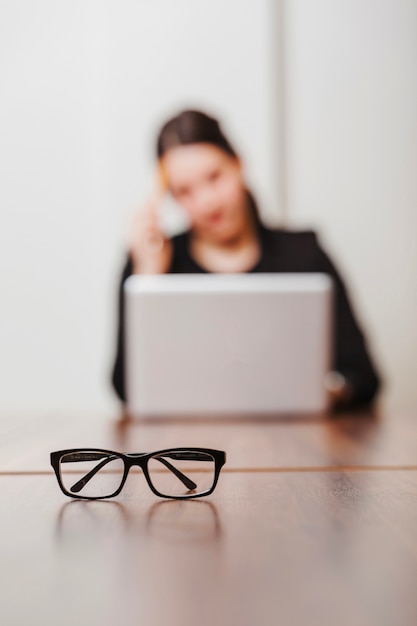 Glasses on office table