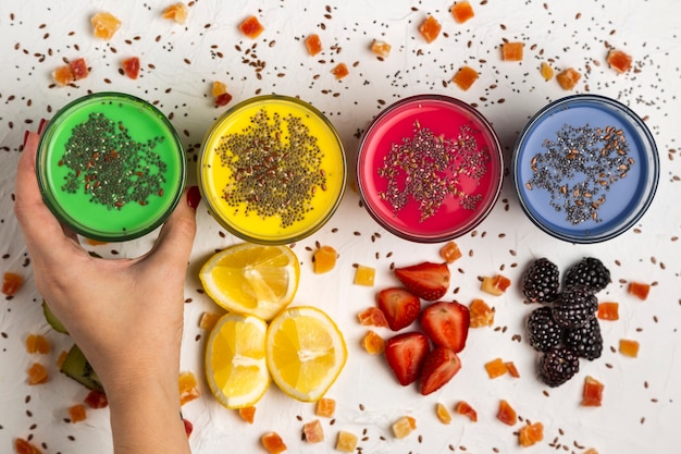 Free Photo glasses with colorful smoothies