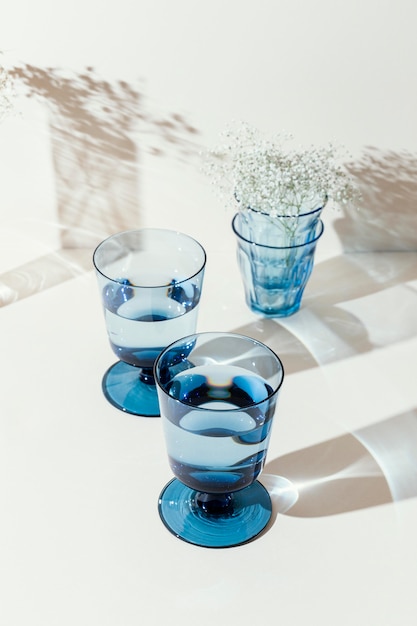 Free photo glasses with water on table