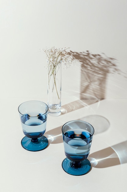 Free photo glasses with water on table