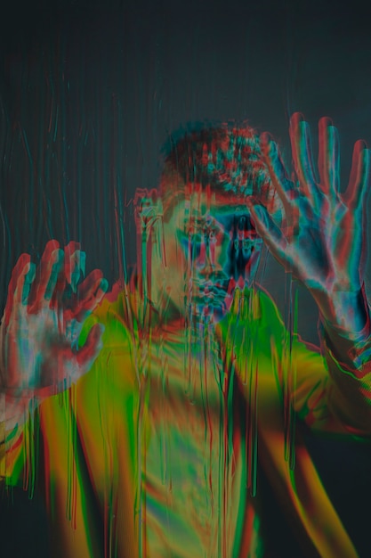 Free photo glitch effect on portrait of young man