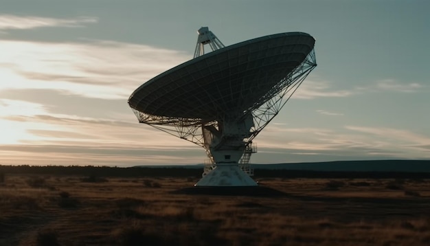 Free Photo global communications explore space with radio telescope at sunset generated by ai