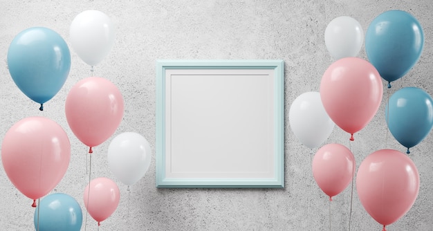 Free photo glossy balloons and blue frame