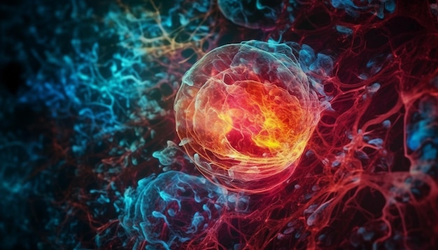 Free photo a glowing abstract design of cancer cells generated by ai