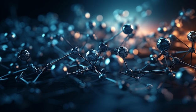 Free photo glowing blue molecular structure in laboratory research generated by ai