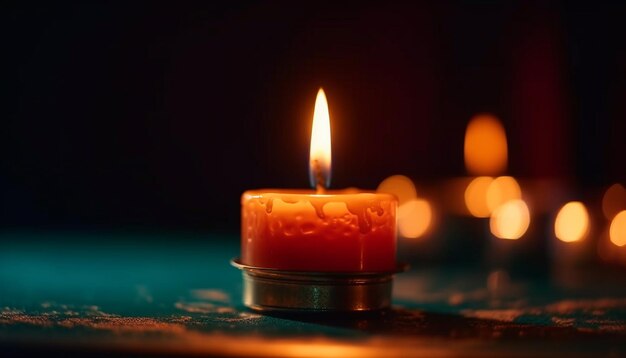 Glowing candle igniting peace symbol of spirituality generated by AI