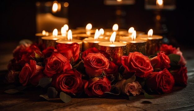 Free Photo glowing candle illuminates romance and love celebration generated by ai