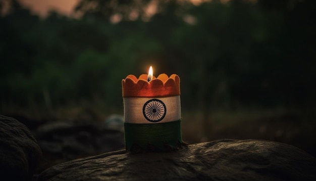 Free photo glowing candle symbolizes spirituality in indian culture generated by ai