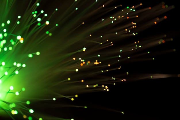 Glowing fiber channels in green