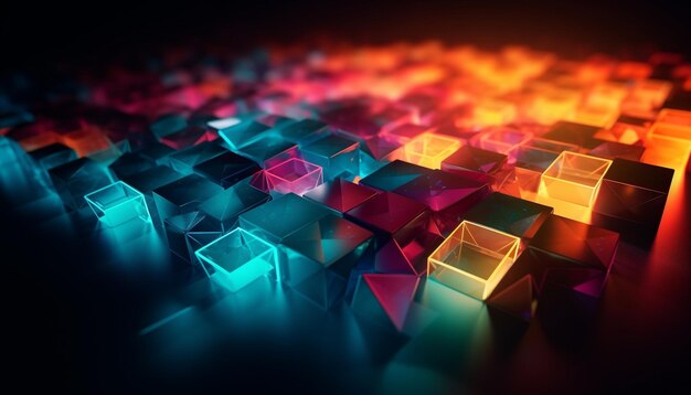 Glowing geometric shapes in vibrant colors ly reflect generated by AI