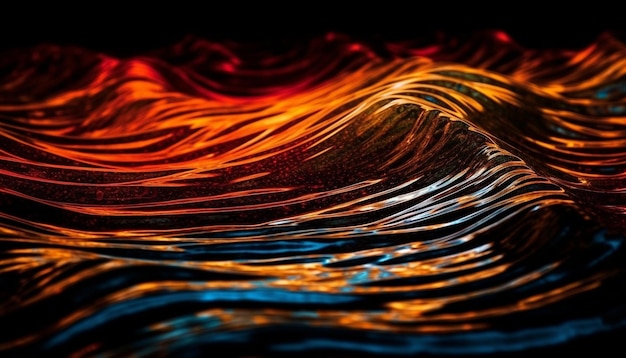 Free photo glowing gold spiral wet with vibrant colors generated by ai