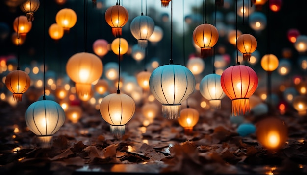 Free Photo glowing lanterns illuminate the night celebrating a vibrant cultural event generated by artificial intelligence