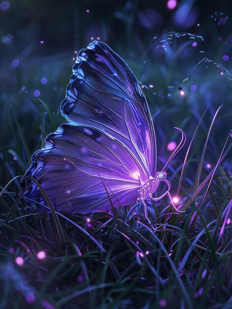 Glowing purple 3d butterfly