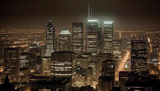 Free photo glowing skyscrapers illuminate the modern city skyline generated by ai