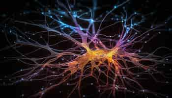 Free photo glowing synapse multi colored neural communication in abstract design generated by ai