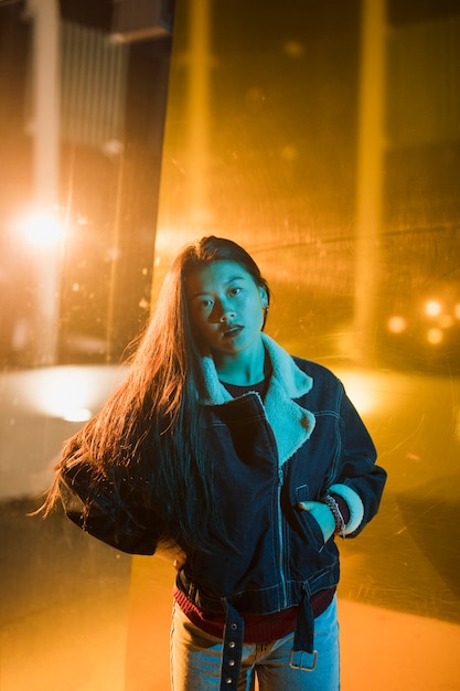 Free Photo going out concept with girl at night