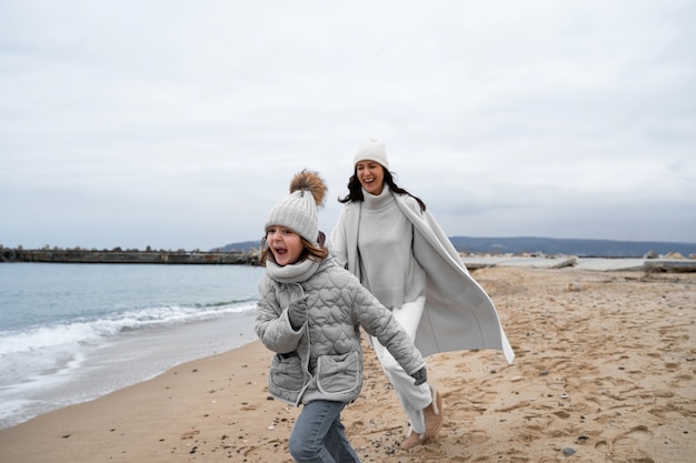 Going for a walk in the seaside in winter