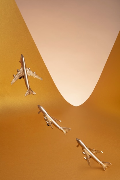 Gold aesthetic wallpaper with  planes