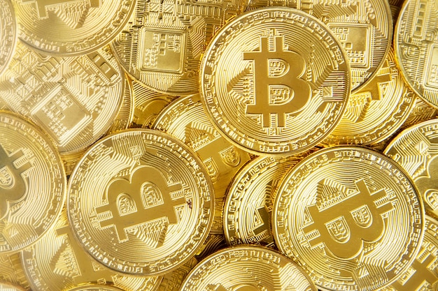 Gold bitcoins cryptocurrency digital finance remixed