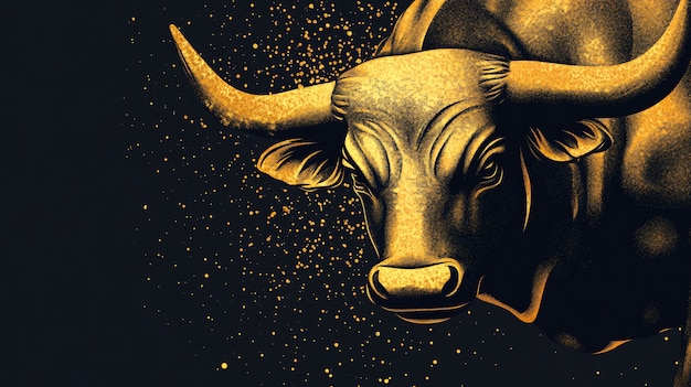 Free Photo gold bull on backgrounds of graphics and elements related to the financial sector