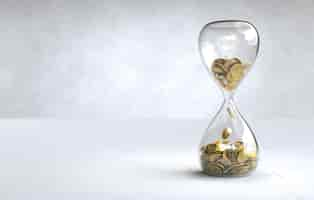 Free photo gold coin in the hourglass time is money concept