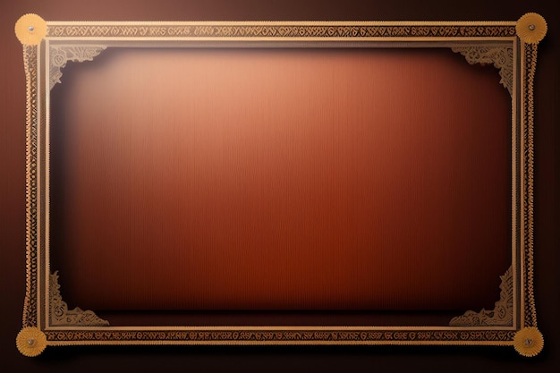 Free Photo gold frame on a brown background