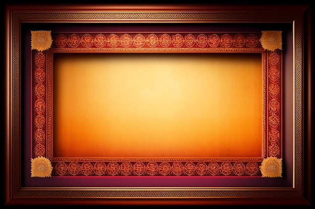 Free photo a gold frame with a gold border and a purple background.