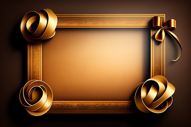 Gold frame with a ribbon and the words golden on it