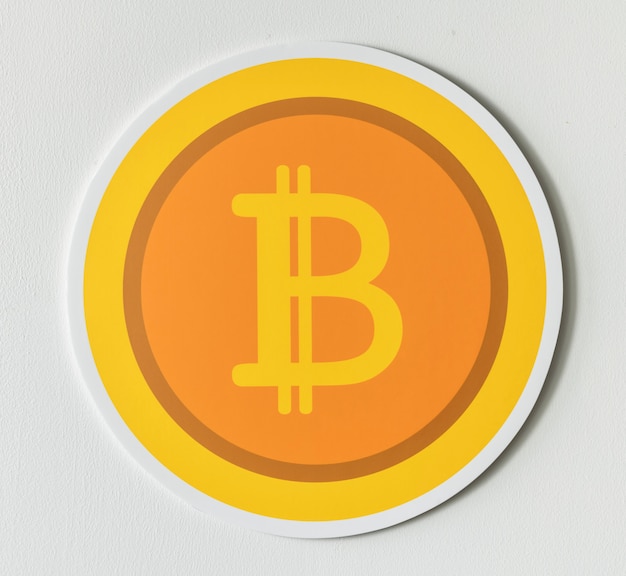 Golden bitcoin cryptocurrency icon isolated