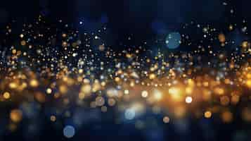 Free photo golden bokeh glitter over deep blue ethereal space