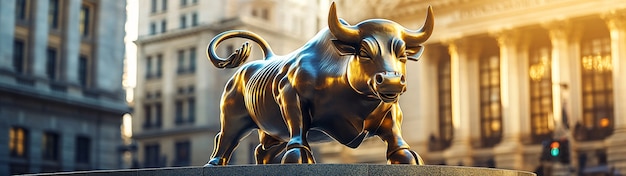 Free Photo golden bull with graphic elements related to the financial sector