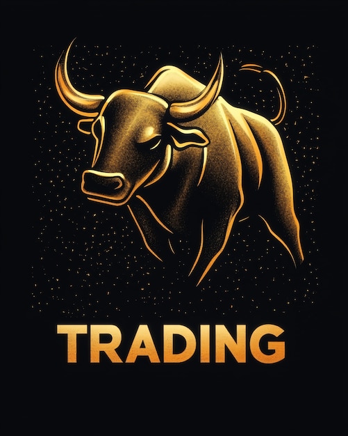 Free Photo golden bull with graphic elements related to the financial sector