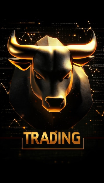 Free Photo golden bull with graphic elements related to the financial sector