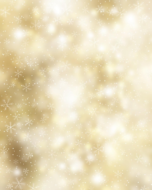 Free photo golden christmas background with falling snowflakes