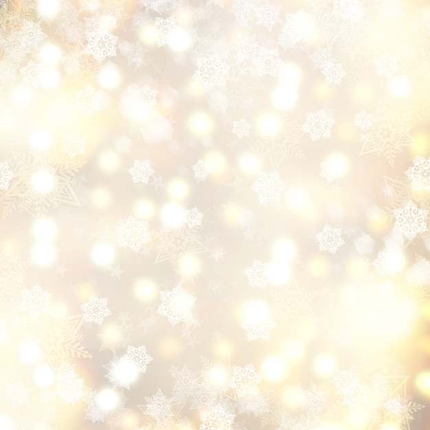 Free Photo golden christmas background with snowflakes and stars