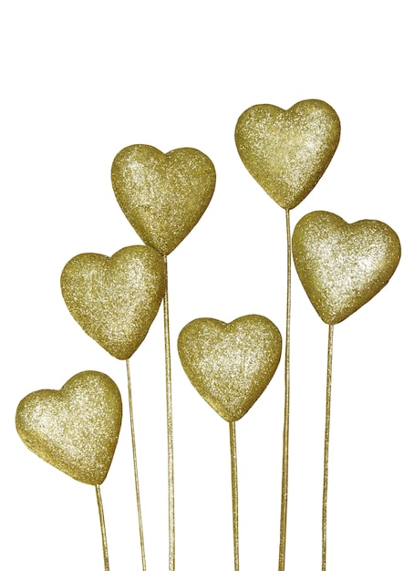 Free Photo golden decoration heart isolated on white background