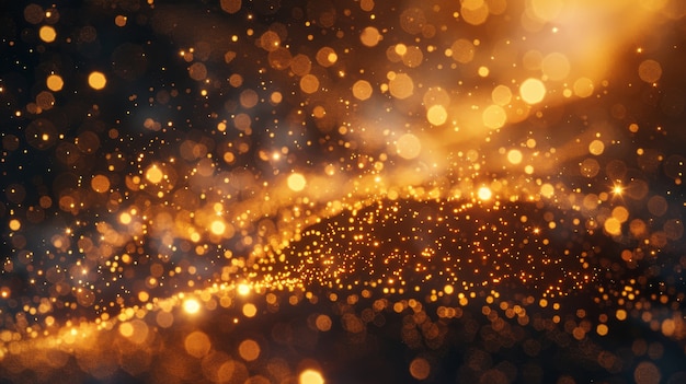 Free Photo golden glow lights on dark background