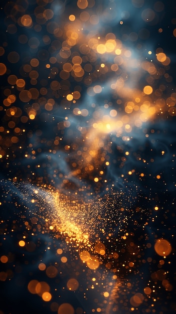 Free Photo golden glow lights on dark background