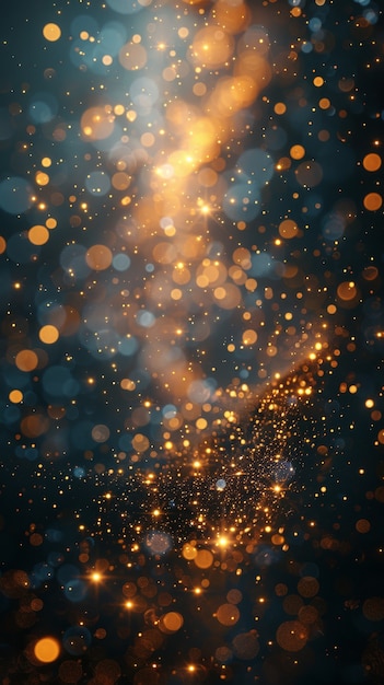 Free Photo golden glow lights on dark background