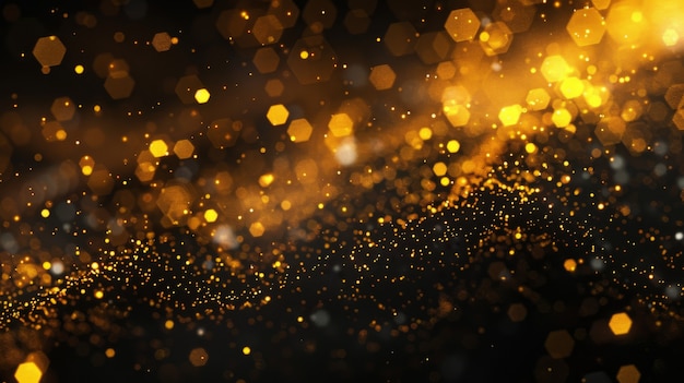 Free Photo golden glow lights on dark background