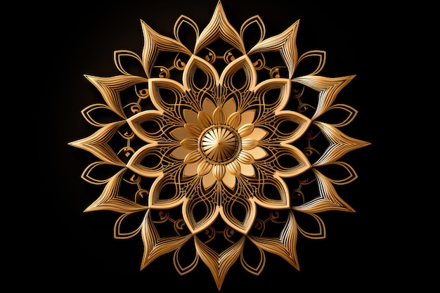 Golden mandala image for Diwali on black background