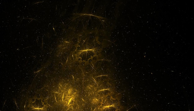 Golden particle background with dust explosion illustration