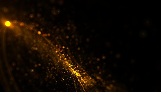 Golden particle sparkle burst bokeh style background