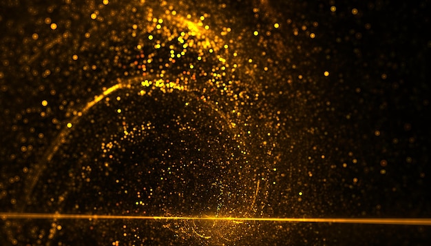 Free photo golden particles bursting energy in spiral movement