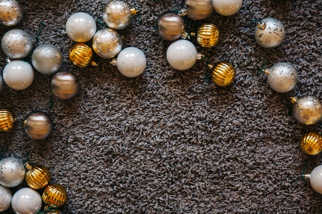 Golden and white christmas balls