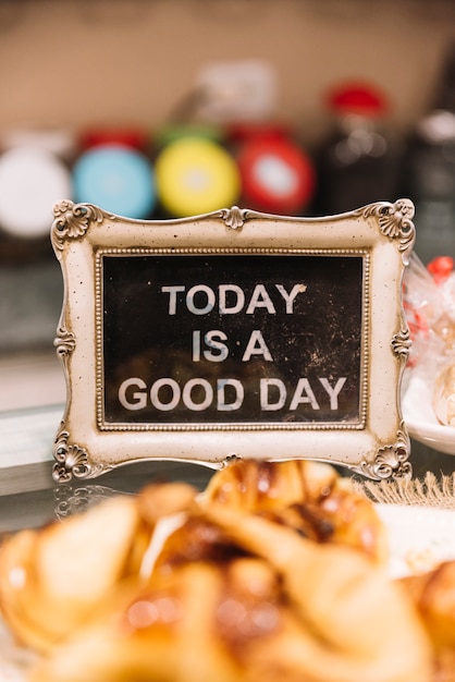 Free photo good day sign pastry shop