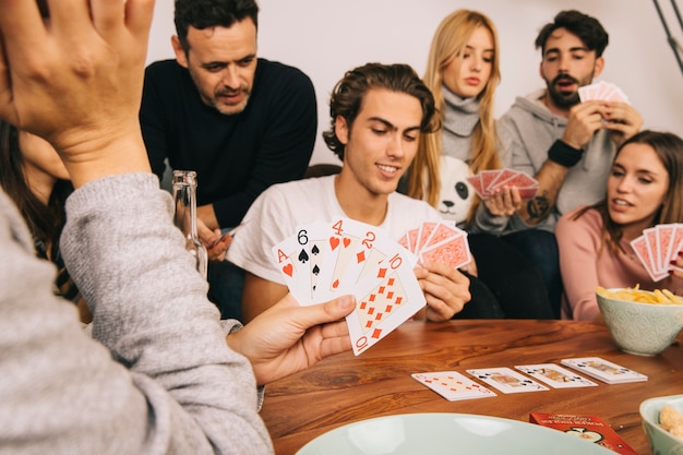 Good friends playing cards game