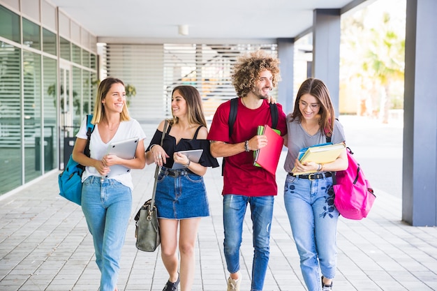 Good friends walking from studies