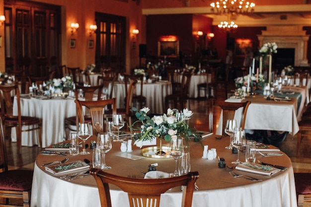 Good looking tables with perfect dishes in the restaurant