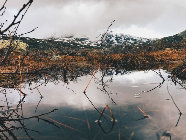 Gorgeous mountains reflect in the lake